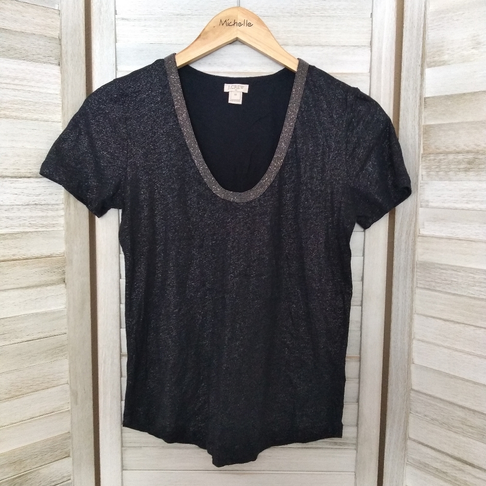J. Crew Embellished Metallic Tee